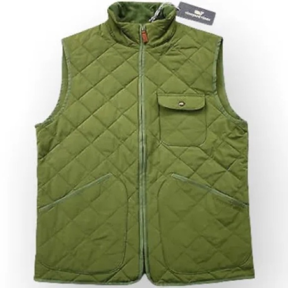Vineyard Vines Men's Size M Quilted Olive Vest